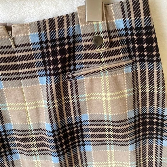 Etcetera black beige blue plaid skirt size 6 mini lined school girl uniform pock - Picture 6 of 8